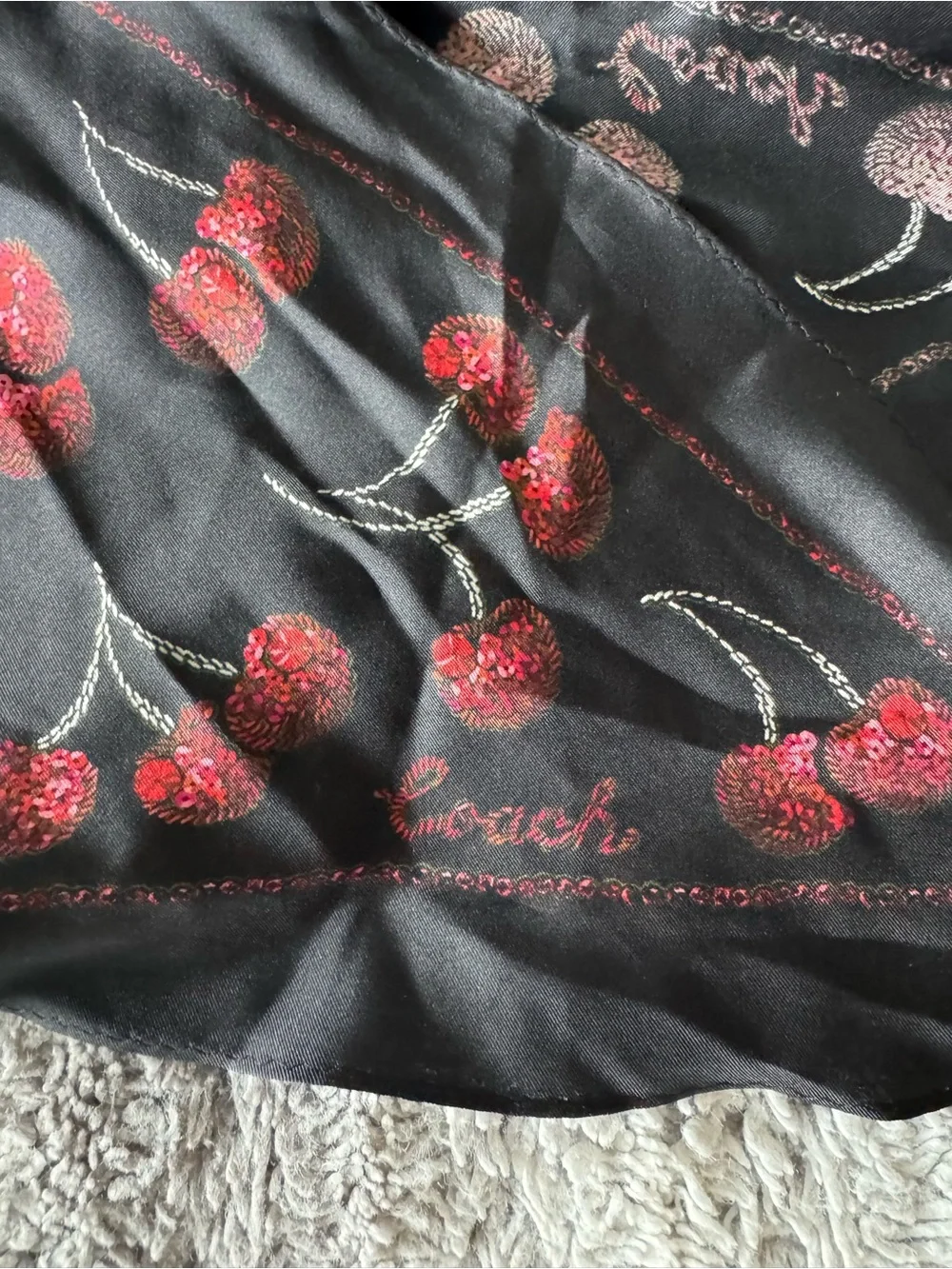Coach Cherry Silk Diamond Scarf *read description*